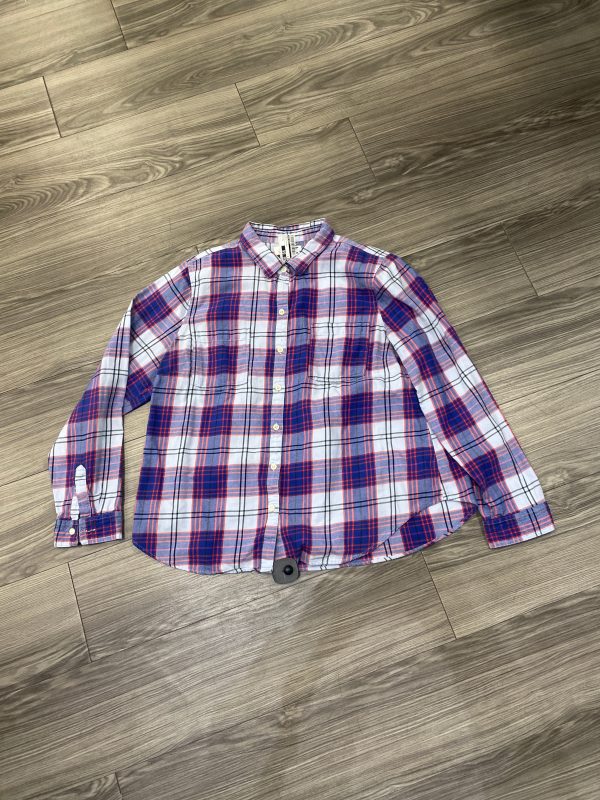 Top Long Sleeve By Old Navy In Plaid Pattern, Size: Xl Sale