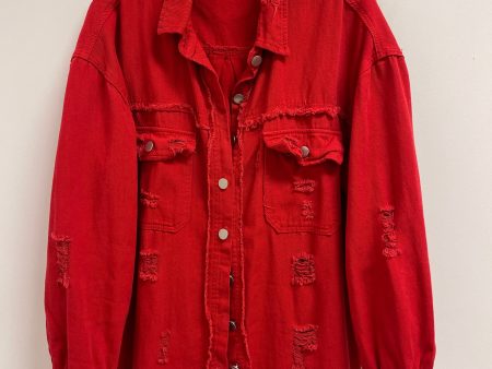 Jacket Denim By Clothes Mentor In Red, Size: Xl For Sale