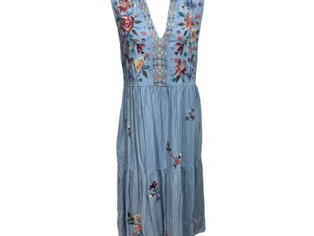 Aimee Tiered Embroidered Tank Dress Casual Midi By Johnny Was In Blue, Size: S Supply