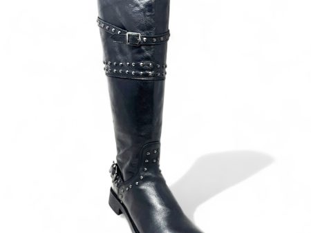 Made In Italy Studded Tall Riding Boots By Laura Bellariva In Black, Size: 5 Online Hot Sale