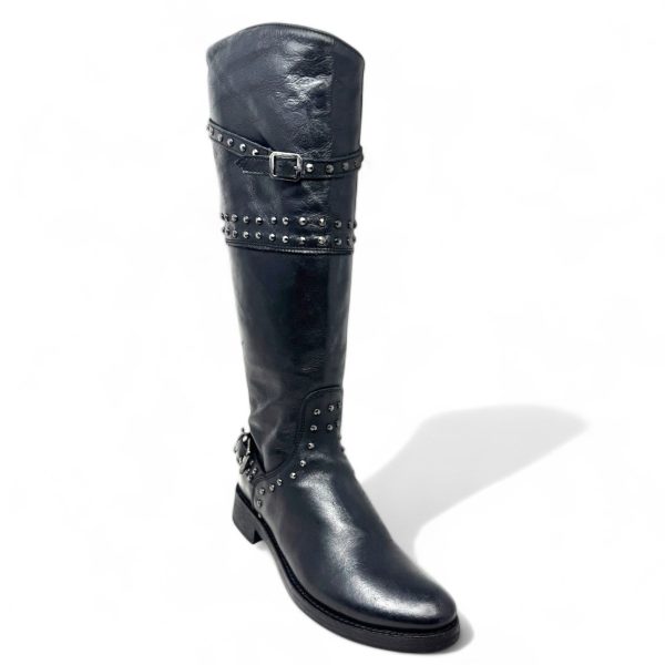 Made In Italy Studded Tall Riding Boots By Laura Bellariva In Black, Size: 5 Online Hot Sale