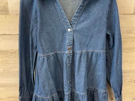 Tunic Long Sleeve By Zara In Blue Denim, Size: S Fashion