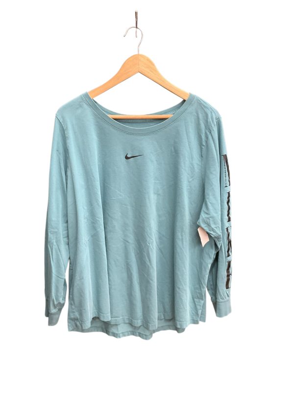 Athletic Top Long Sleeve Collar By Nike Apparel In Teal, Size: 3x on Sale